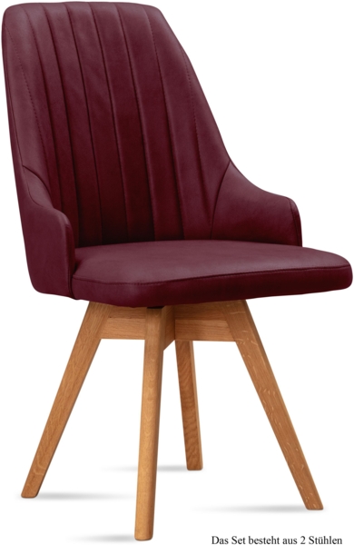 Esszimmerstuhl drehbar (2er-Set) Dotti 52x91x60 Eiche geölt/Marsala