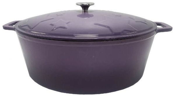 Grillfürst Dutch Oven Sternentöpfchen / Gusseisen Bräter - emailliert - XL - lila