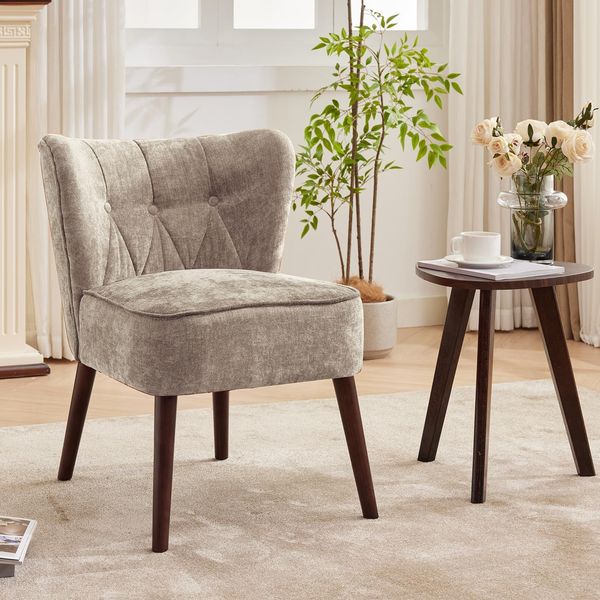 GarveeHome Lehnstühle Mit Ohrenlehne, Loungesessel Mit Leinenbezug, Gepolsterter Esszimmerstuhl Mit 130kg Tragkraft, Für Esszimmer Und Wohnzimmer, 51,6 x 68,6 x 73,9 cm