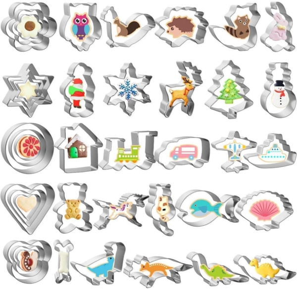 Joyoldelf Ausstechformen Set 40-teilig Weihnachten Dino Plätzchen Tier Keks für