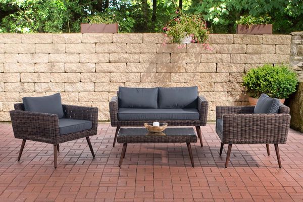 CLP Loungeset Kiruna Rundrattan Braun-meliert,eisengrau 40 cm (Dunkelbraun)