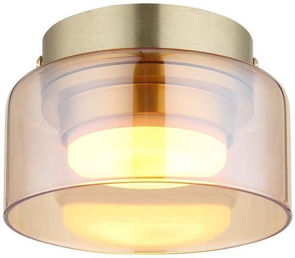 GLOBO LIGHTING LED Deckenleuchte, Leuchtmittel inklusive, Warmweiß, Deckenleuchte Deckenlampe Esszimmerlampe amber goldfarben 1 flammig