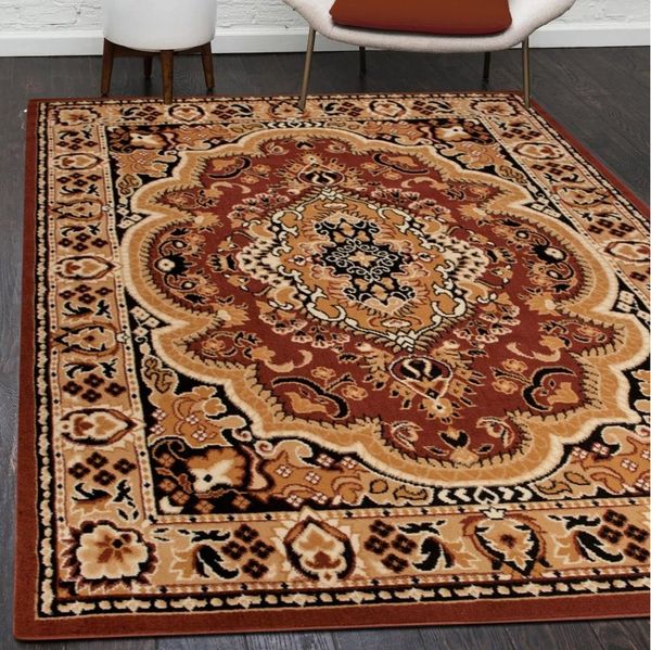 Mazovia Orientteppich Orientalisch Vintage Teppich Kurzflor Wohnzimmerteppich Braun, 80 x 150 cm, Fußbodenheizung