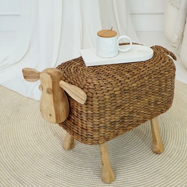 Hocker/Beistelltisch "Holger" Teakholz massiv