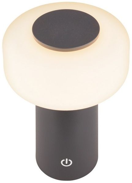 BRILONER - LED Tischlampe kabellos IP44 mit Touch, dimmbar, Akku & Lichtquelle tauschbar, Nachttischlampe, Leselampe, LED Lampe, Dekolampe, Tischleuchte, Akku Lampe, 13x20,6 cm, Anthrazit