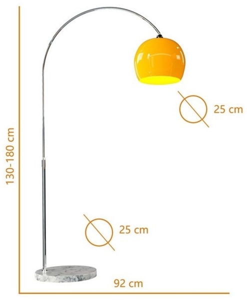 CCLIFE LED E27 Bogenlampe höhenverstellbar Marmorfuß weiß orange Stehlampe Stehleuchte Standleuchte Bogenleuchte Bogenstandleuchte, Farbe:Orange, höhenverstellbar 130-180cm Bild 4