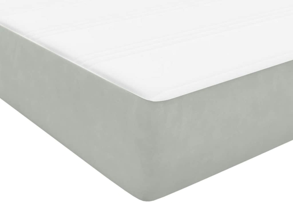 vidaXL Boxspringbett mit Matratze Hellgrau 140x220 cm Samt 3316353 Bild 8