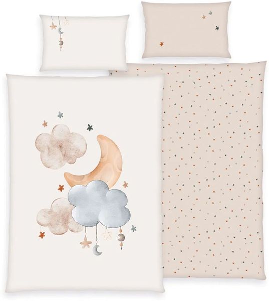 Herding Baby Kinder Renforce Bettwäsche Moon and Stars beige 2485290063 100x135 cm