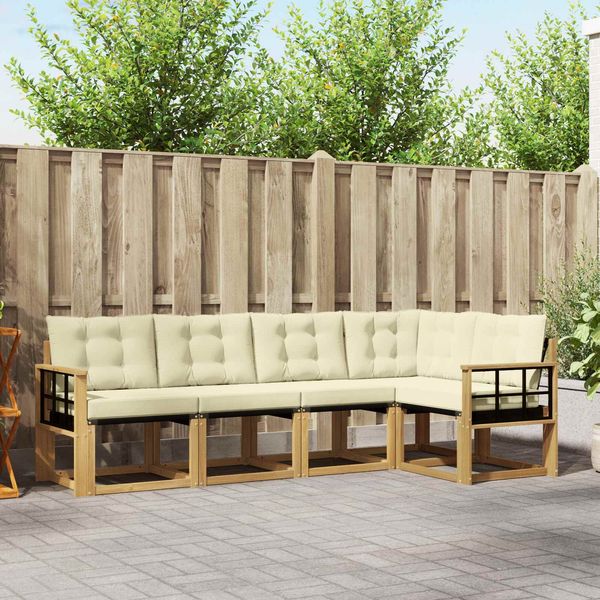 vidaXL Outdoor-Sofagarnitur mit Kissen 5 pcs Weiß und Creme 3389480