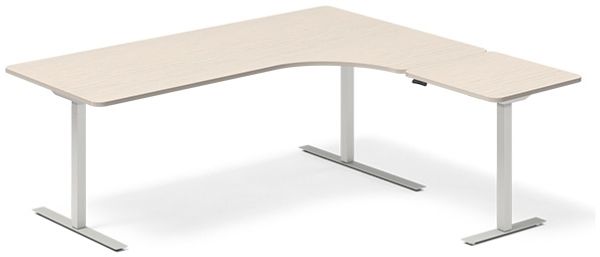 Höhenverstellbarer Tisch DNA Birke 1800x2000 mm rechts 3-Bein/weiß