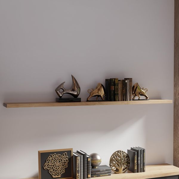 Forte Duro Wandregal 200, modernes Landhausstil Schweberegal mit großer Ablagefläche, Holzwerkstoff, Riviera Eiche Holzdekor, 200 cm breit x 3,8 cm hoch x 25 cm tief