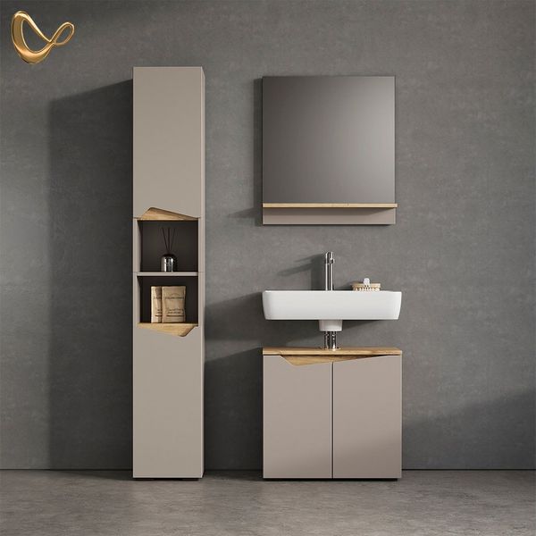 Livinity® Badmöbel-Set Timavo, Greige/Artisan-Eiche, 2 Teile, (2-St)