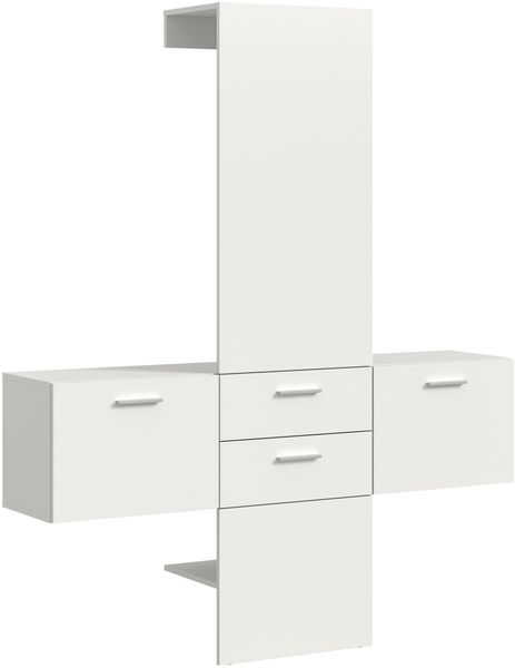 Garderobenkombination (B/H/T: 156x190x36 cm) in weiß Melamin