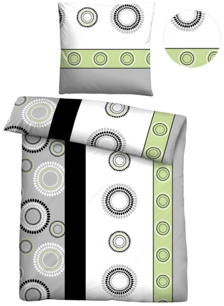 Traumhaft schlafen - Castell - Markenbettwäsche Polycotton Renforce Bettwäsche 0460123 KREISE, grau, 1x 135x200 cm + 1x 80x80 cm