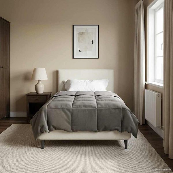 vidaXL Ganzjahresbettdecke Gepolstert Hellgrau 140 x 220 cm Mikrofaser 42026007