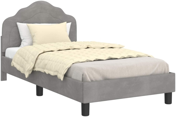 vidaXL Kinderbettgestell mit Kopfteil Hellgrau 80x160 cm Samt 42010936