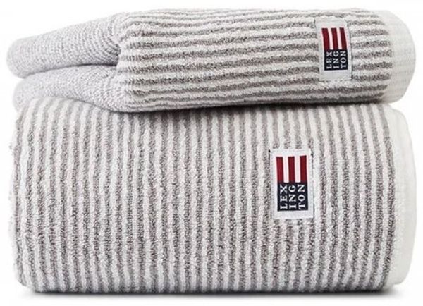Lexington Handtuch Original Weiß Grau gestreift (50x100 cm) 10002064-1700-TW25