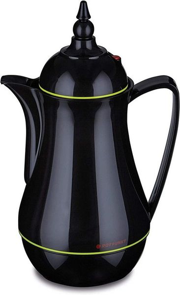 ROTPUNKT Isolierkanne 1,0 ltr. hochwertig I Glaseinsatz I Thermo I 24 std warm 36 Std kalt, 1 l, (Kaffeekanne I Teekanne, 911 black/summersquash), Glaskolben aus doppelwandigem Rosalin-Glas