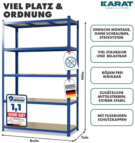 Karat Schwerlastregal Steckregal Lakota, 2er Set, Traglast bis 875 kg, Verschiedene Größen und Farben