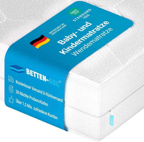 Betten-ABC Mini-Duo – Baby-/Kindermatratze mit Baby- und Kleinkindseite, Bezug waschbar, Größe: 80x180