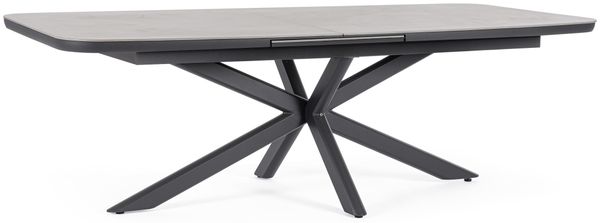 Gartenesstisch Calpas ausziehbar, Aluminium und gesinterter Stein, modern, anthrazit, für 8–10 Personen