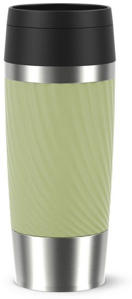 Emsa Thermobecher Travel Mug Classic Twist, 1-tlg, Edelstahl, Kunststoff, Silikon, 0,36 Liter, Comfort-Schraubverschluss, Quick-Press, auslaufsicher