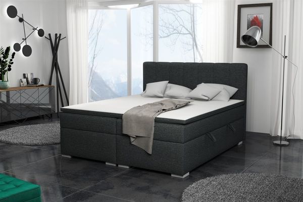 Boxspringbett Schlafzimmerbett LAURIN 200x200cm Stoff Inari Dunkelgrau