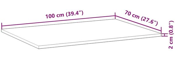 vidaXL Schreibtischplatte Unbehandelt 100x70x2 cm Massivholz Akazie 3279730 Bild 9