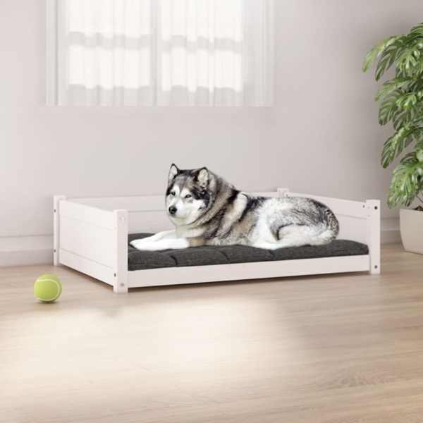 vidaXL Hundebett Weiß 105,5x75,5x28 cm Massivholz Kiefer 821463