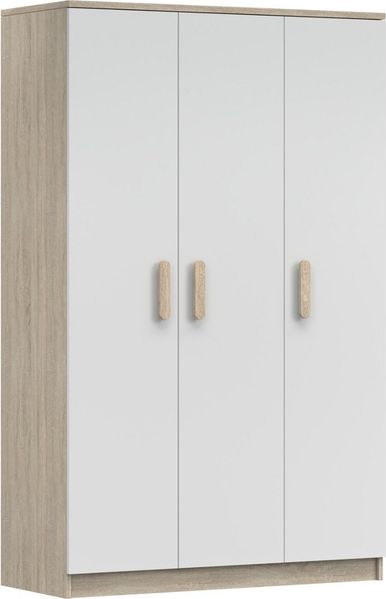 Deine Möbel 24 Kinderkleiderschrank INGE 19 in Weiß / Weiß + Grau / Weiß + Eiche Sonoma Jugendzimmer (Griffe in Rosa/Blau/Grün/Weiß/Eiche Sonoma/Grau)