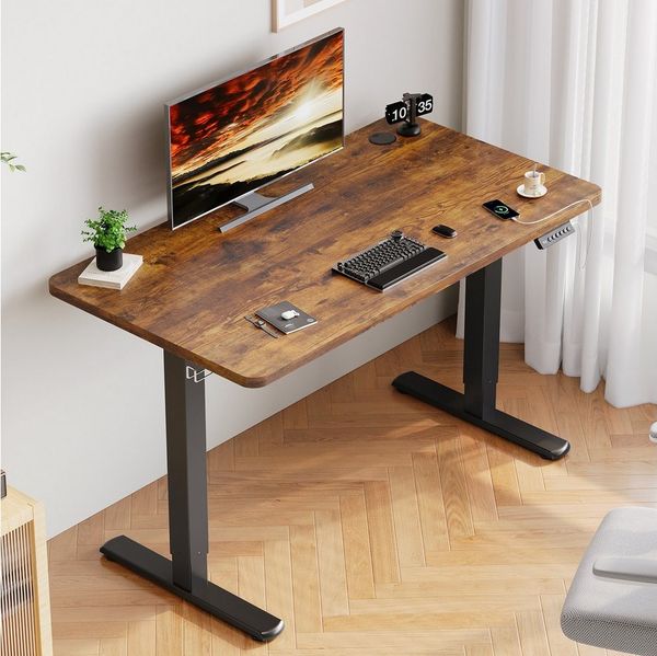 Furnicopia Schreibtisch Höhenverstellbarer mit USB-Ladefunktion und Wecker-Erinnerung (2 Höheneinstellungen 5 Farben und 6 Größen fur eine Vielzahl von Arbeits- und Lernumgebungen)