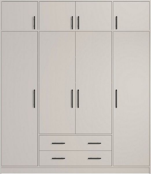 Marmex Möbel Drehtürenschrank SMART 1N/C großer Kleiderschrank Mehrzweckschrank mit Schrankaufsatz (2-St) 2 Schubladen, cashmere, Kleiderstangen, Stauraum