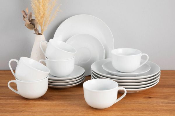 OTTO home Kaffeeservice Alff (18-tlg), 6 Personen, Porzellan, Geschirr-Set, harmonische, trendige Coupeform