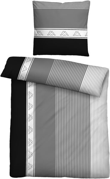 Kappa Linon Bettwäsche 0401501 LÄNGSSTREIFEN, sturmgrau, 1x 135x200 cm + 1x 80x80 cm