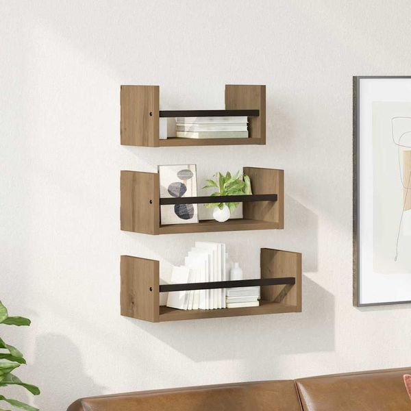 vidaXL Wandregal-Set 3 pcs Artisan-Eiche 40x16x14cm Holzwerkstoff 882788