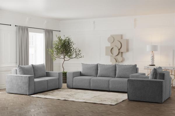 Sofaset Designersofa ESTELLE 3-2-1 in Stoff Abriamo Grau