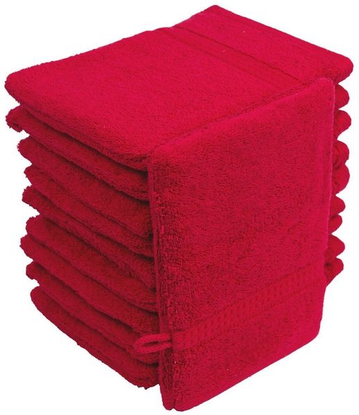 10er Set Waschhandschuhe Waschlappen Rot 16x21 cm | 100% Baumwolle Frottier | Oeko-TEX® Standard 100 | Premium Qualität 500 g/m² Bild 4
