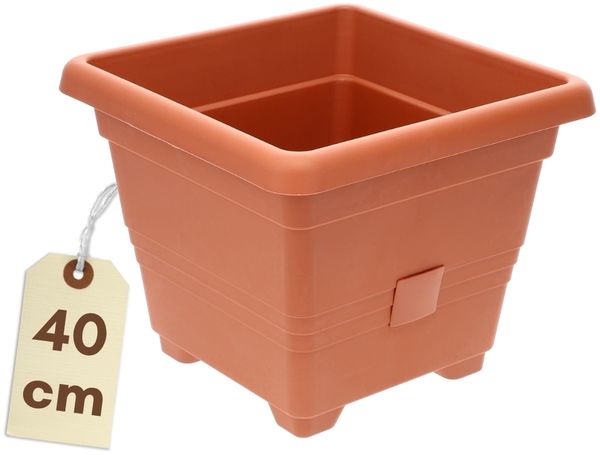 Pflanzkübel Groß Außen Pflanzkübel Rechteckig Blumenkübel Groß Blumenkübel Outdoor Balkon Kübel Blumentopf mit Bewässerungssystem Blumenkasten 40 Terrakotta