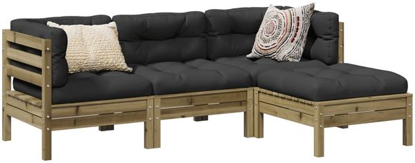 vidaXL 4-tlg. Garten-Sofagarnitur mit Kissen Kiefernholz Imprägniert 3299383