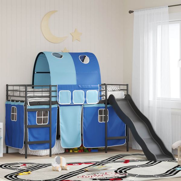 vidaXL Kinder-Etagenbett Schwarz und Blau 75 x 190 cm Metall 42020836
