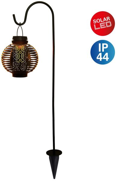 Näve Solar-Gartenleuchte LED mit Dämmerungssensor Lampion 78 cm schwarz