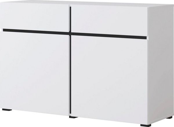 INOSIGN Sideboard Cross,Breite 119,5 cm, moderne grifflose Kommode,2 Türen/2 Schubkästen, Schubladenschrank,Anrichte mit viel Stauraum, Einlegeböden verstellbar