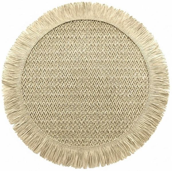 Macosa Home Platzset Tischset 4 Stk. Natur od. Grün 38 cm rund, (4-St, Tischmatte Platzmatte Tischunterlage Platzdeckchen), Papierfaser Platzsets abwischbar Tischdeko