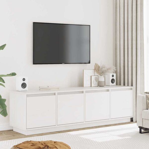 vidaXL TV-Schrank Weiß 156x37x45 cm Massivholz Kiefer 814395