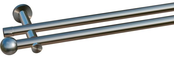 indeko Gardinenstange Colombes, Ø 20 mm, 2-läufig, Wunschmaßlänge, verschraubt, Stahl, Komplett-Set inkl. Montagematerial