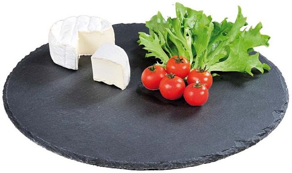 5 Stück Runde Buffetplatte aus Schiefer - Ø 35,5cm