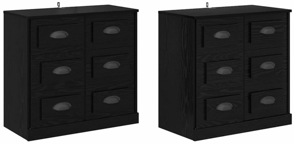 vidaXL Sideboards 2 pcs Schwarz Eichen-Optik 70 x 35,5 x 67,5 cm 3402667