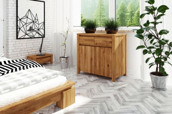 Kommode Schrank MAISON Buche massiv 80x77x45 cm