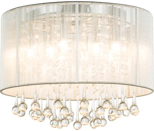 LED Deckenleuchte Chrom, Kristalle klar, 40 cm