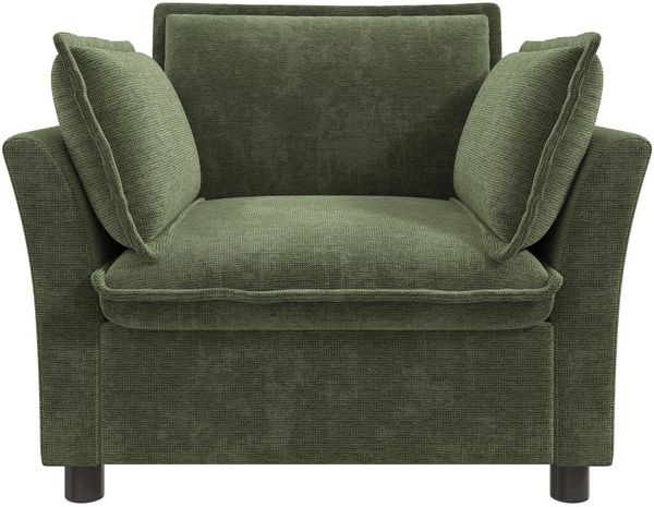 Merax Sofa-Set, modulare Wohnzimmer-Sofakombination, frei kombinierbar, Chenille-Stoff, 3-Sitzer + 2-Sitzer + Sessel, mit Kissen, Grün Bild 9